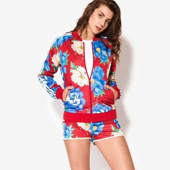 *SOLD* Adidas chitas farm track jacket red floral - Picture 2 of 16